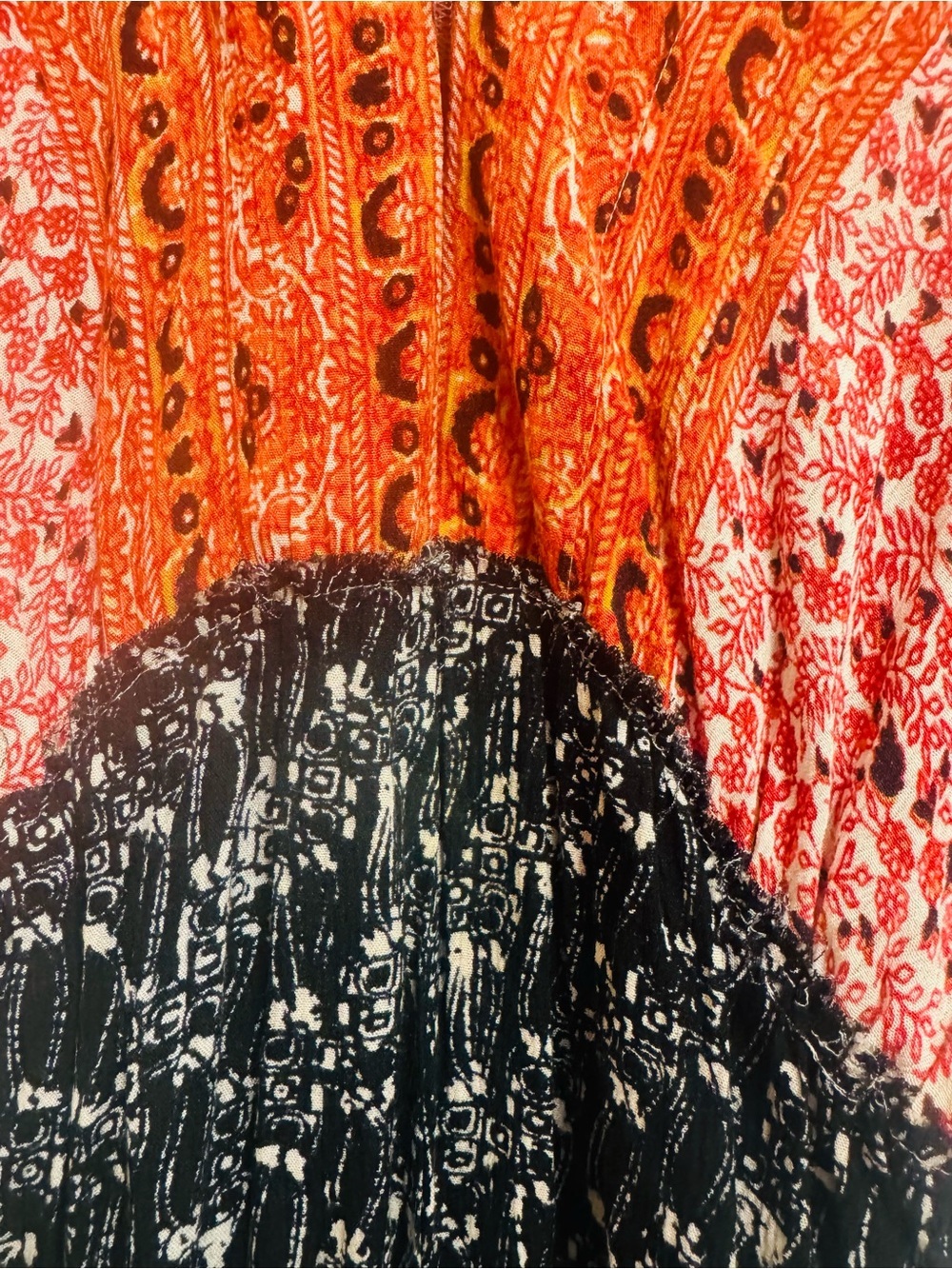 Free People Arizona Mixed Print Romper - Black & Orange - Small - Picture 7 of 9